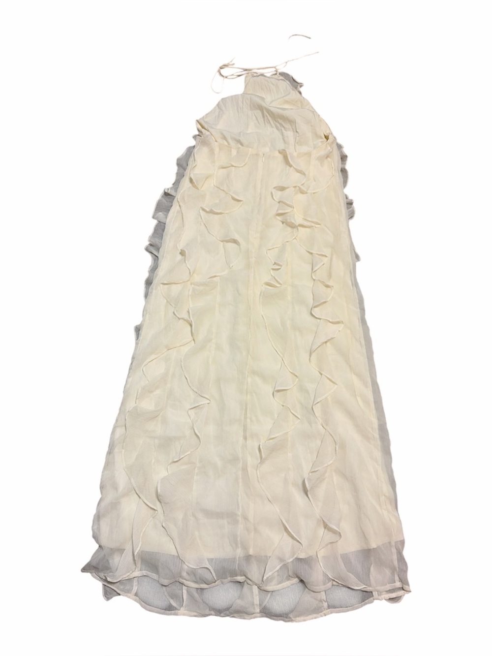 Pretty Lavish Cream Halter Ruffle Maxi Dress Size US 4 UK 8 Bridal Occasion - Picture 4 of 5